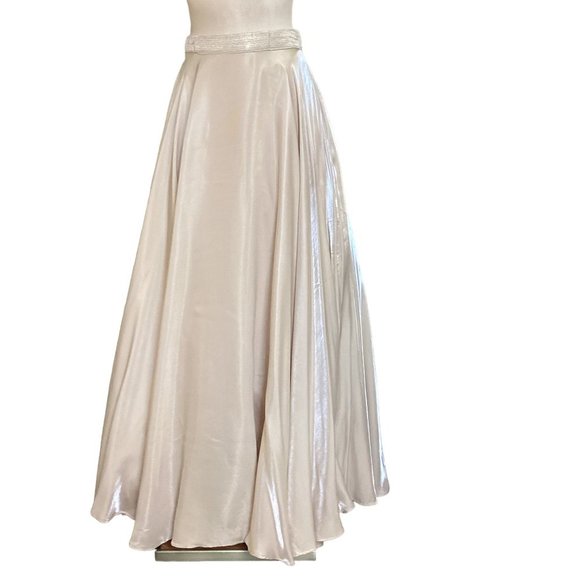 JS Collections Sz 10 Formal Shimmery Gold Full Long/Maxi Skirt Tulle Lined 23BX - Picture 1 of 7